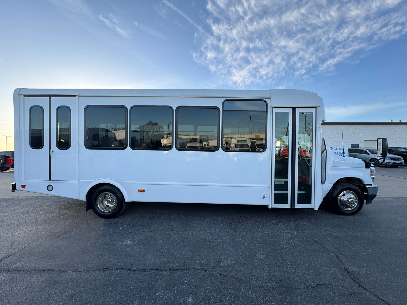 Passenger shuttle vehicle prepared for a TSV commercial driveaway move