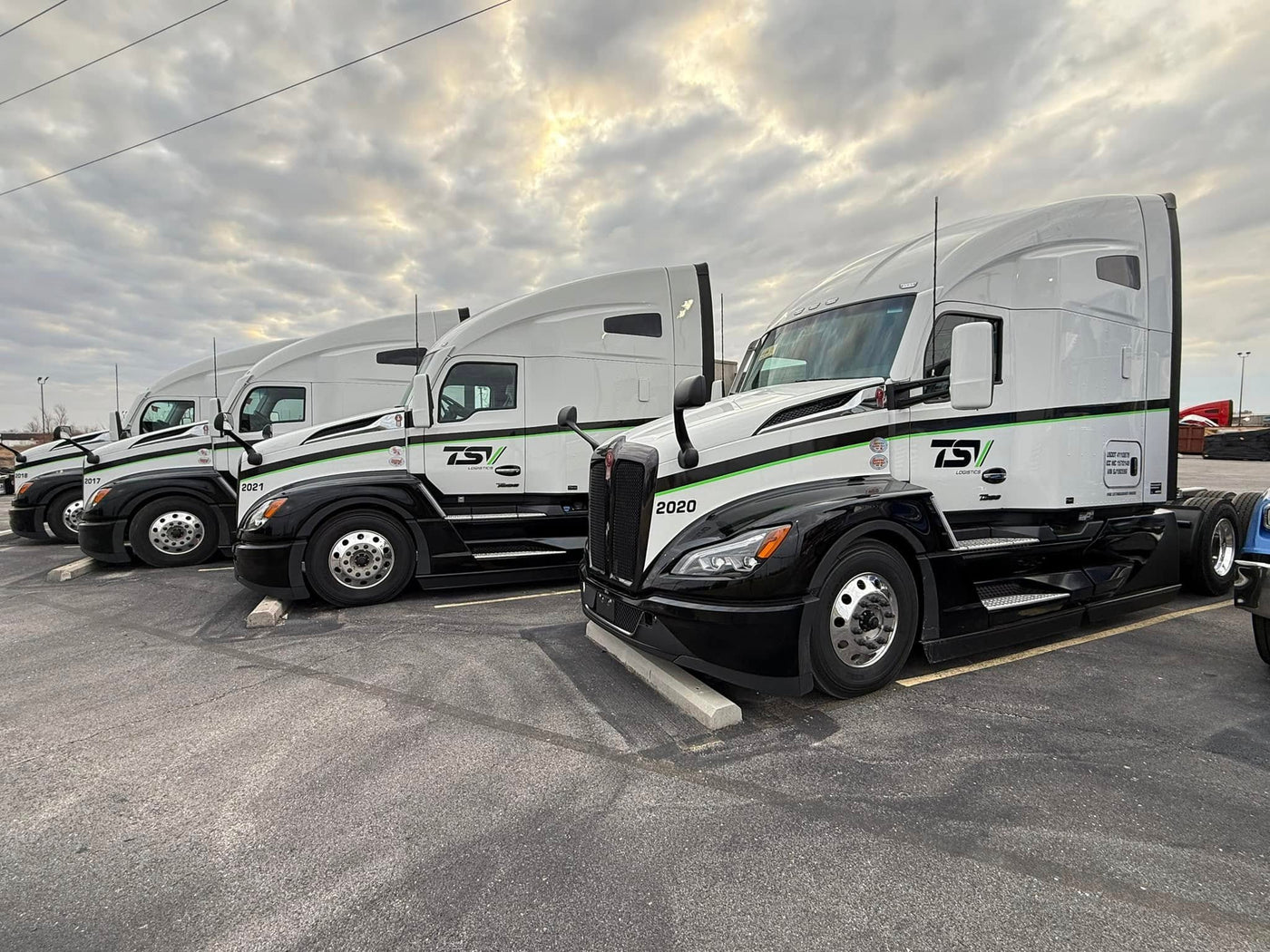 TSV Logistics tractors lined up and ready for dispatch